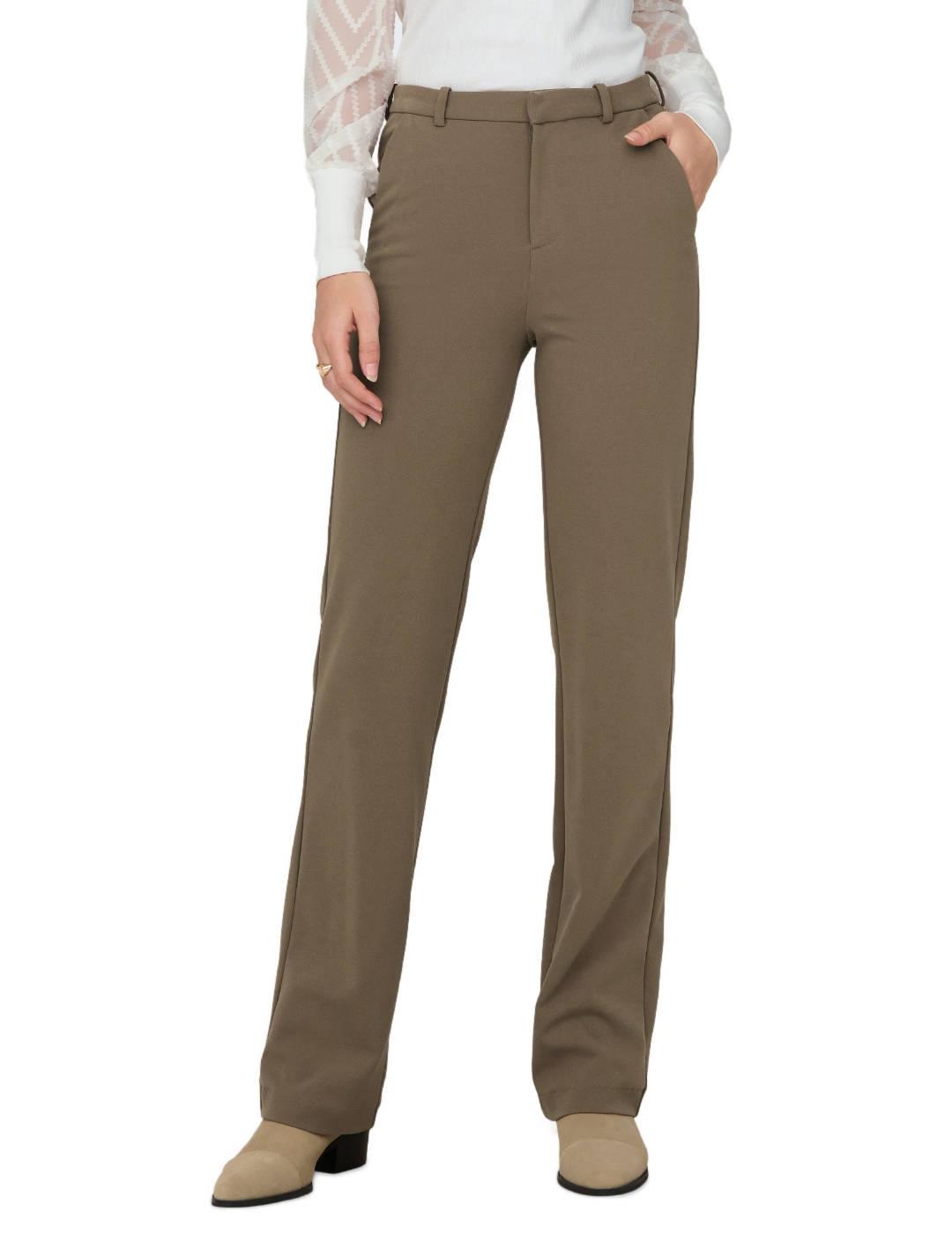 Pantalón chino Only Raffy recto camel de tela para mujer