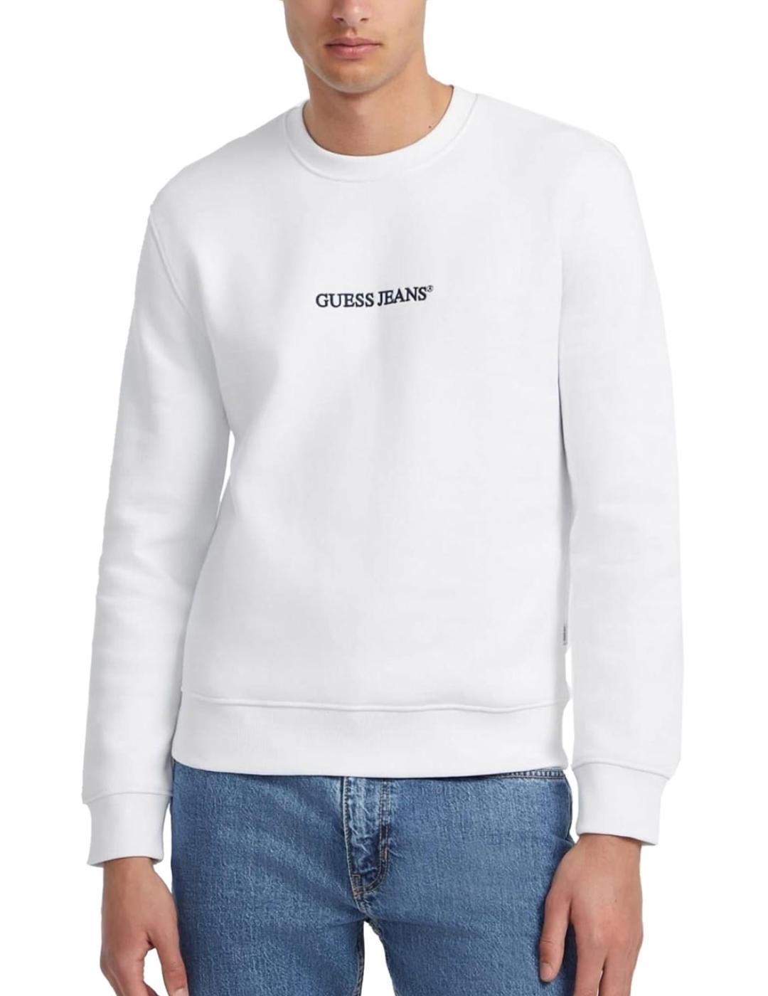 Sudadera Guess Jeans Slim blanco sin capucha para hombre