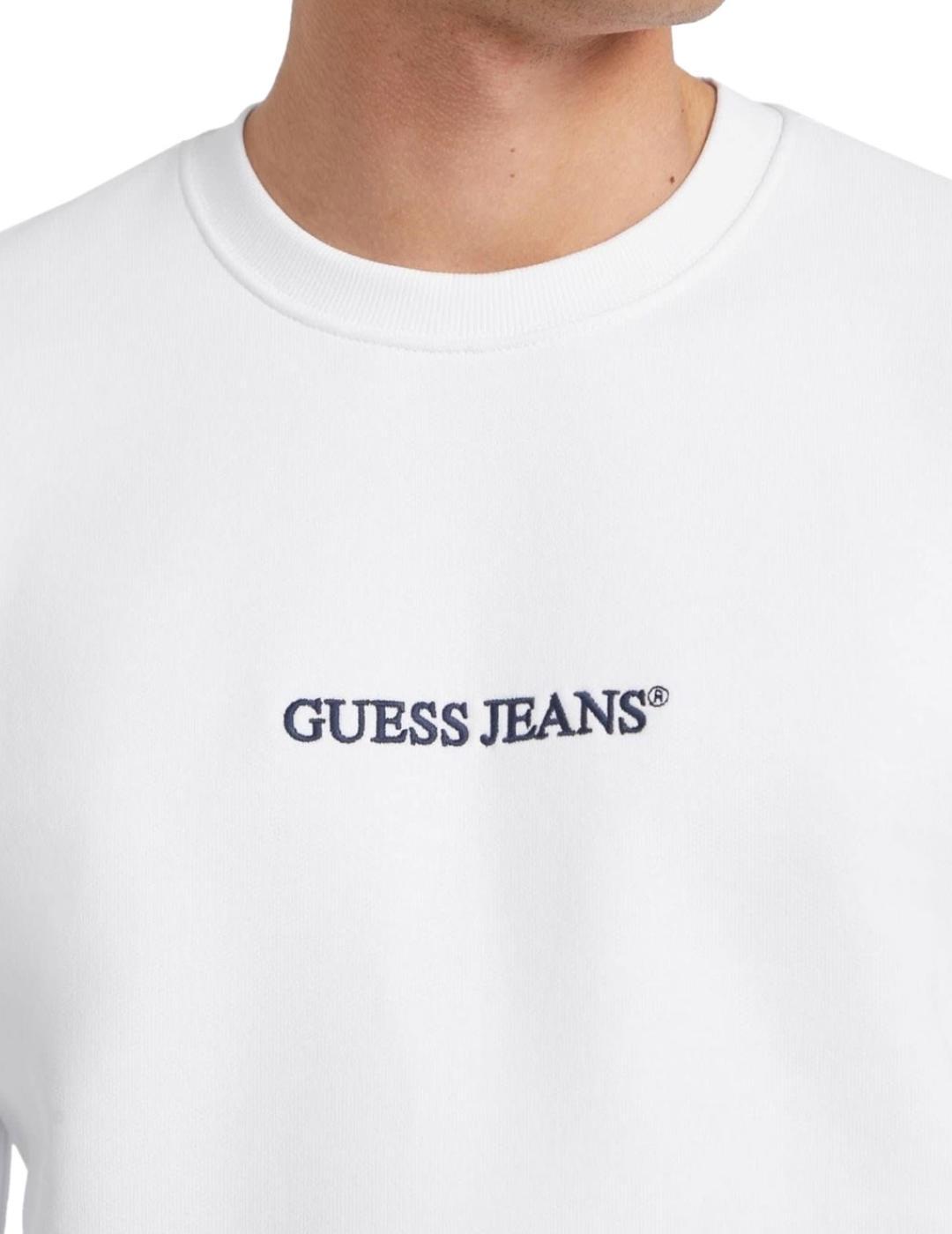 Sudadera Guess Jeans Slim blanco sin capucha para hombre