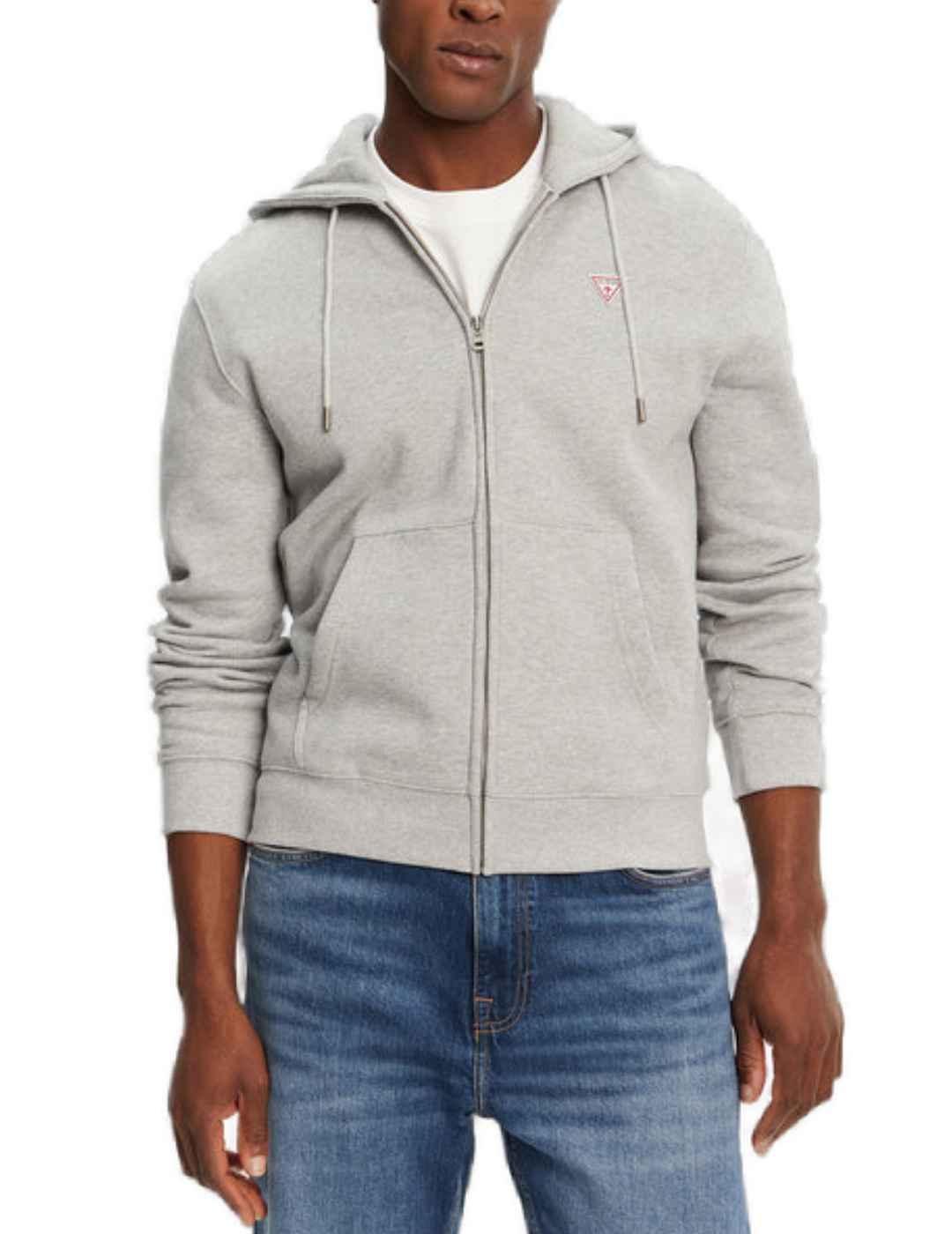Sudadera Guess Jeans de cremallera gris para hombre