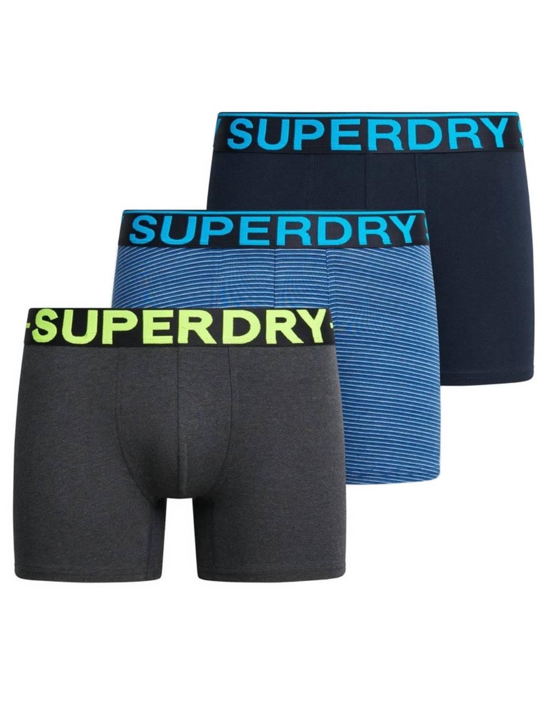 Íntimo Superdry pack3 boxer azul y gris para hombre
