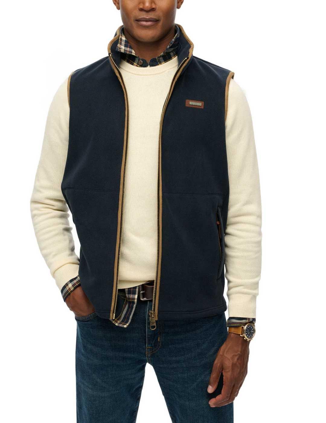 Chaleco Superdry Estate polar marino con detalles de  hombre