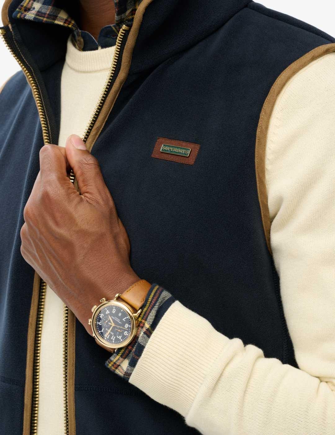 Chaleco Superdry Estate polar marino con detalles de  hombre