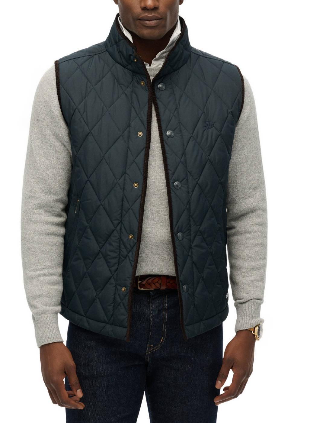 Chaleco Superdry Gilet corte entallado marino para hombre