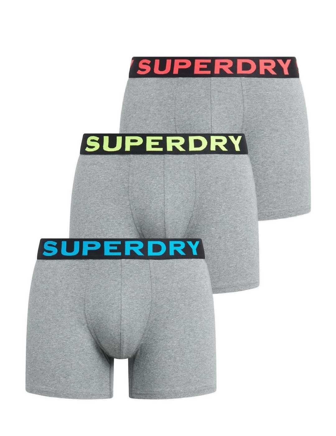 Íntimo Superdry pack3 boxer gris de algodón para hombre