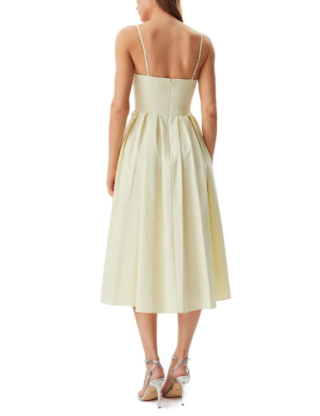 Vestido midi Guess Bria amarillo de tirantes para mujer