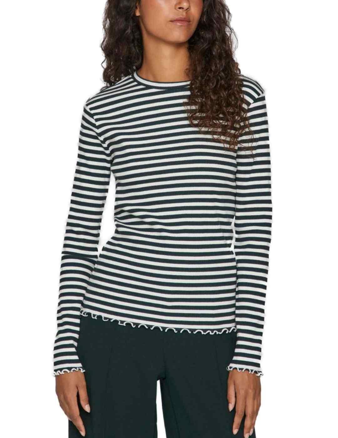 Camiseta Vila Thessa raya verde manga larga para mujer