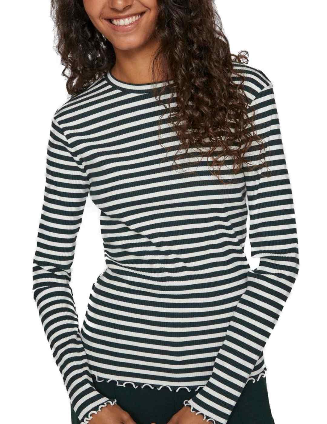 Camiseta Vila Thessa raya verde manga larga para mujer