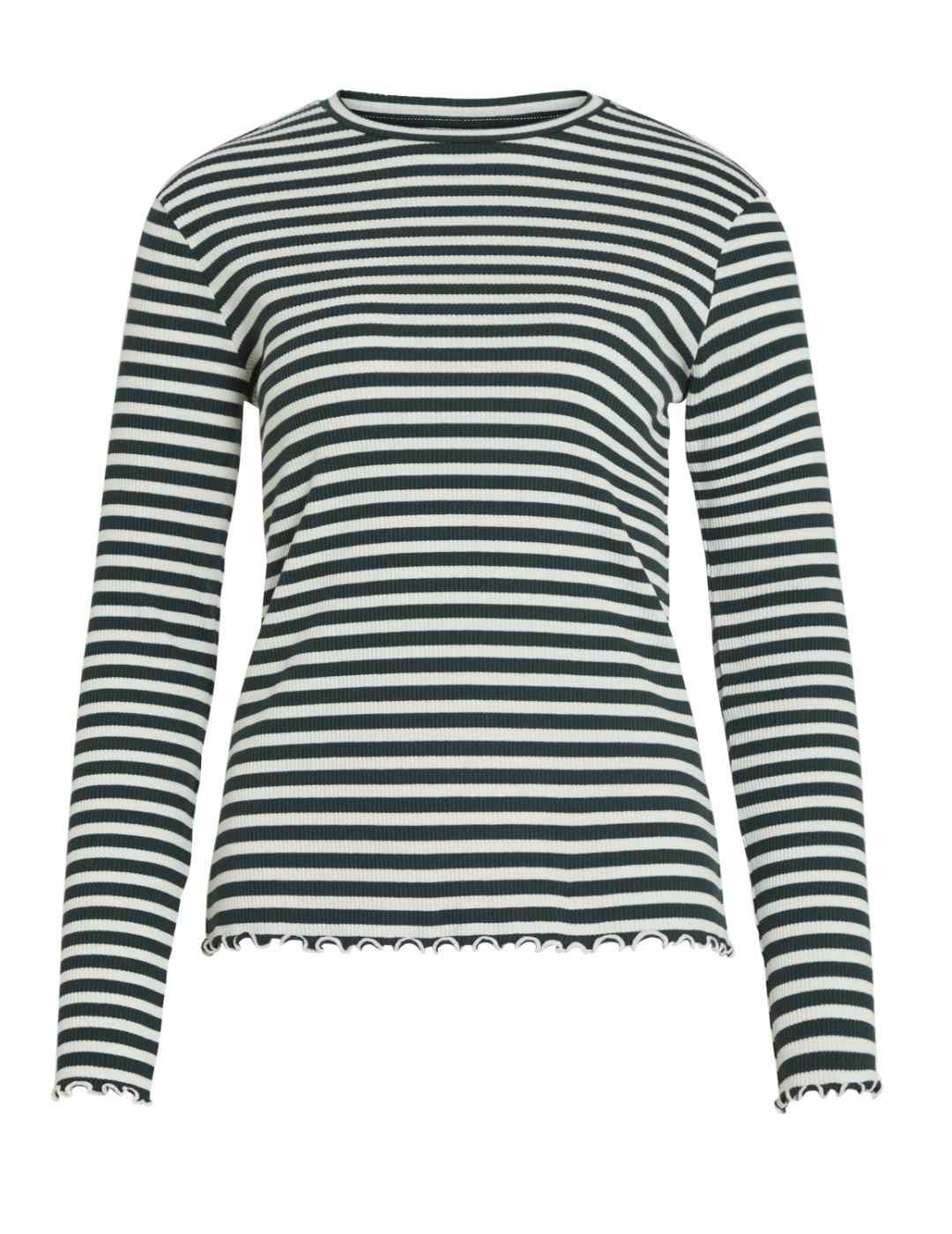 Camiseta Vila Thessa raya verde manga larga para mujer