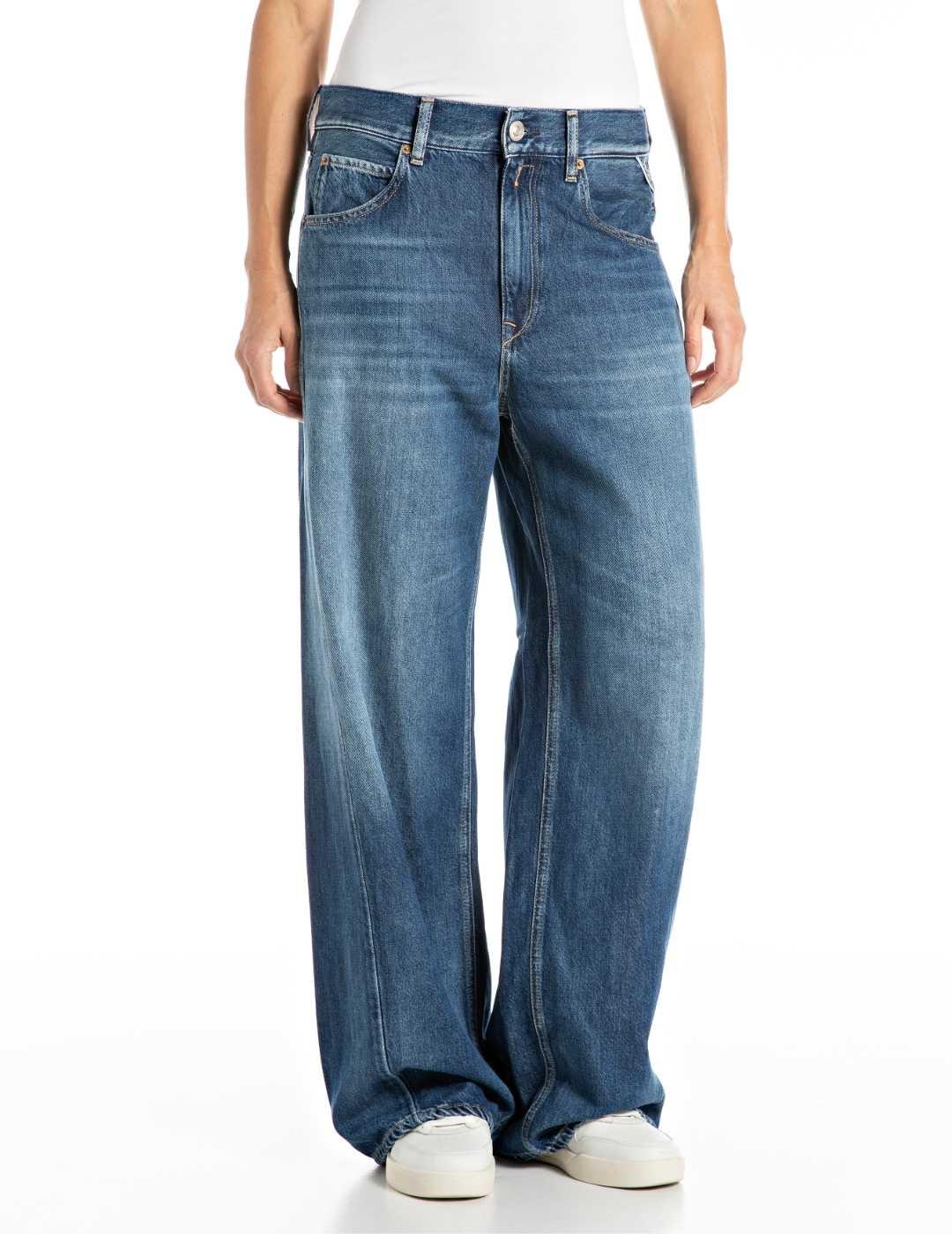 Pantalón vaquero Replay Narja azul medio wide para mujer