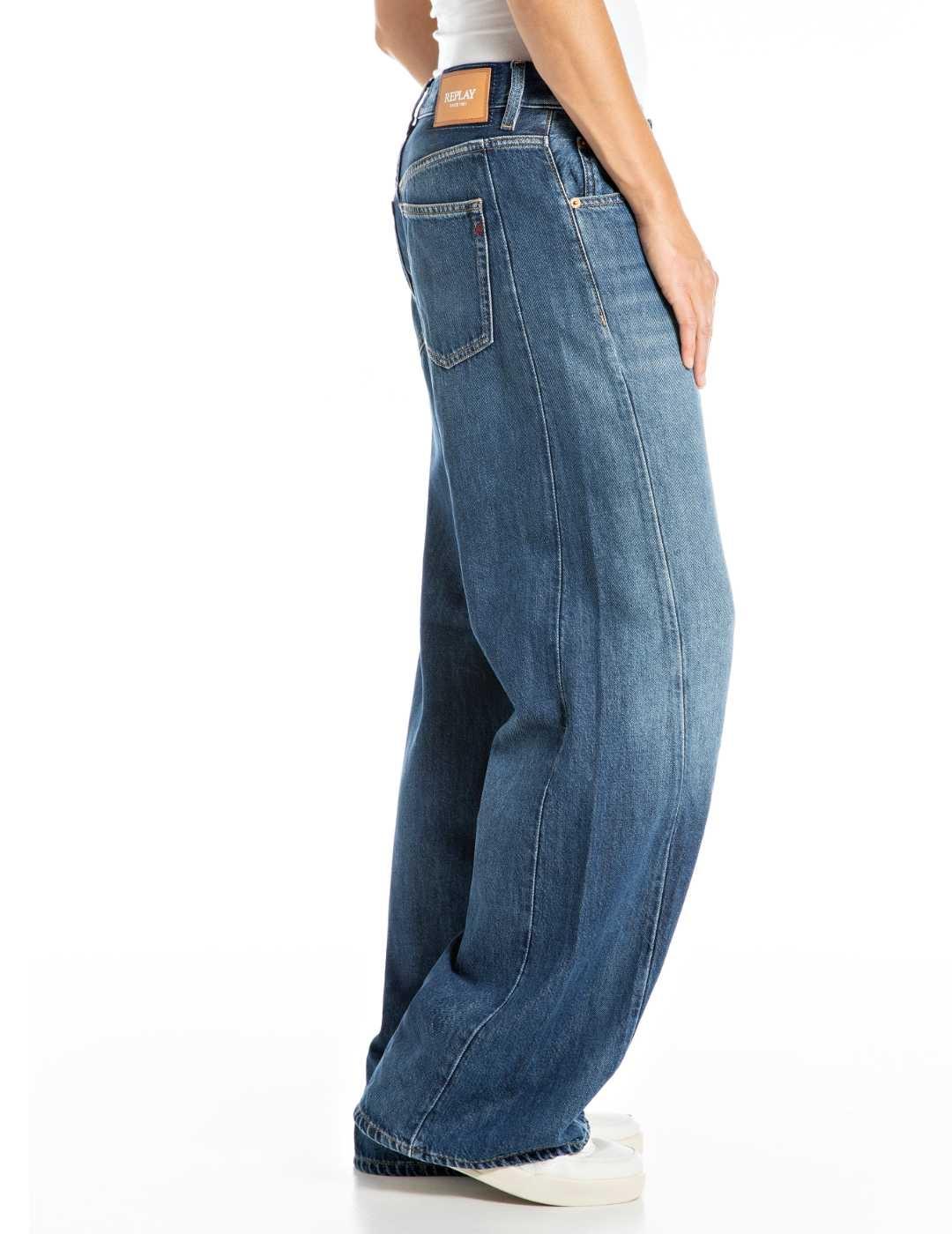 Pantalón vaquero Replay Narja azul medio wide para mujer