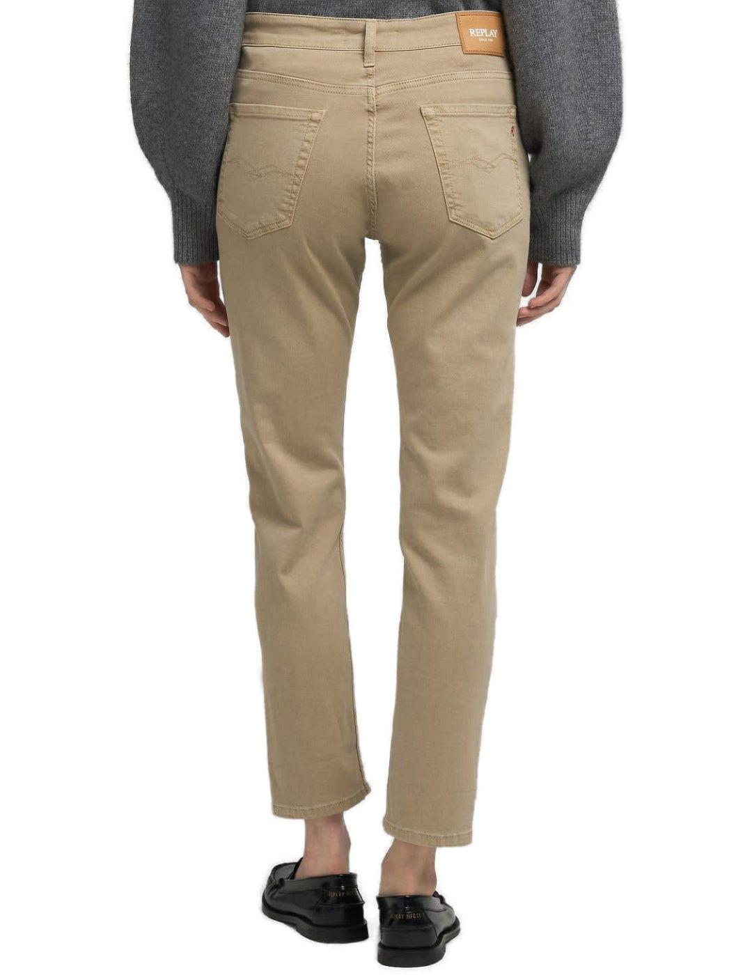 Pantalón vaquero Replay Marty beige straight para mujer