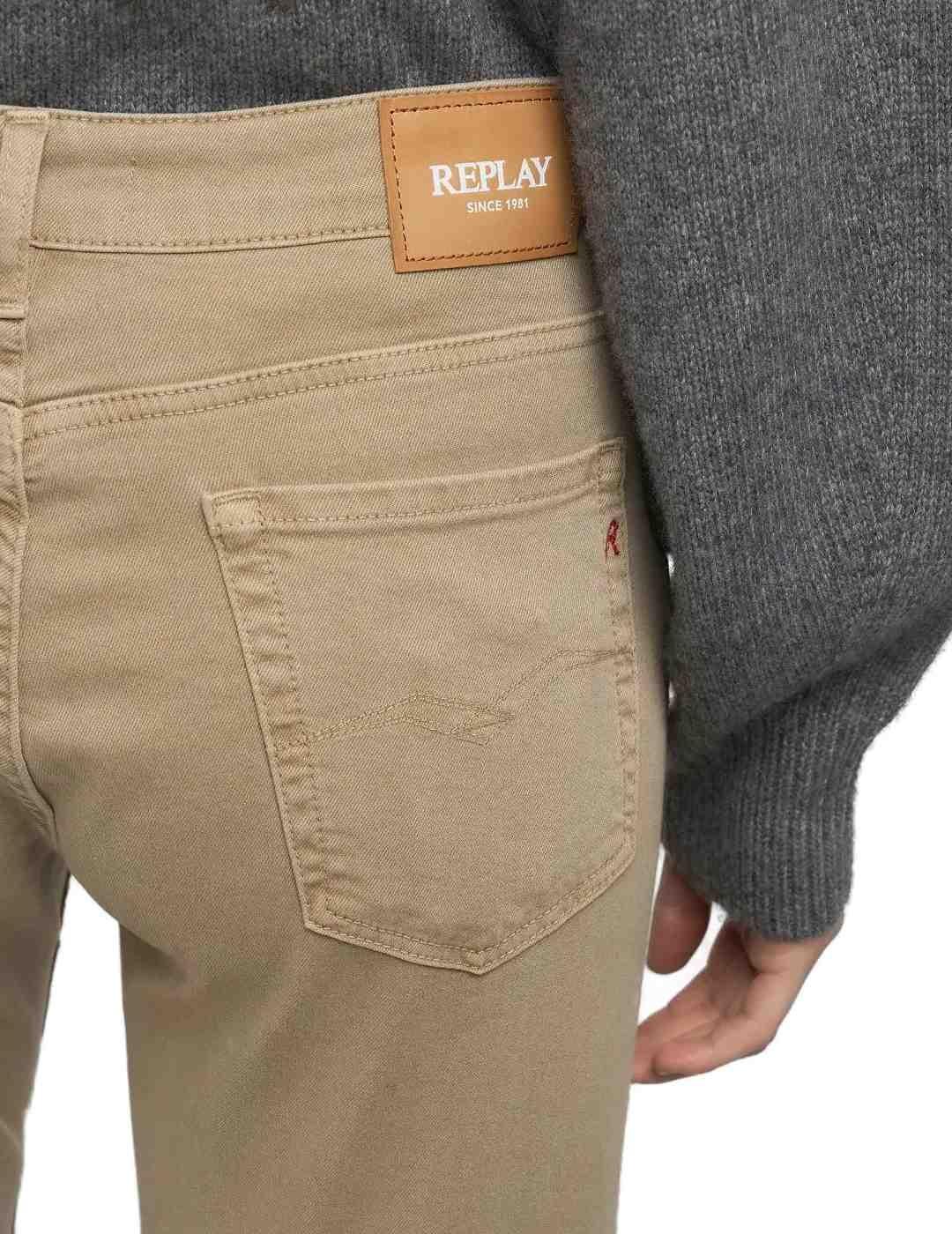 Pantalón vaquero Replay Marty beige straight para mujer