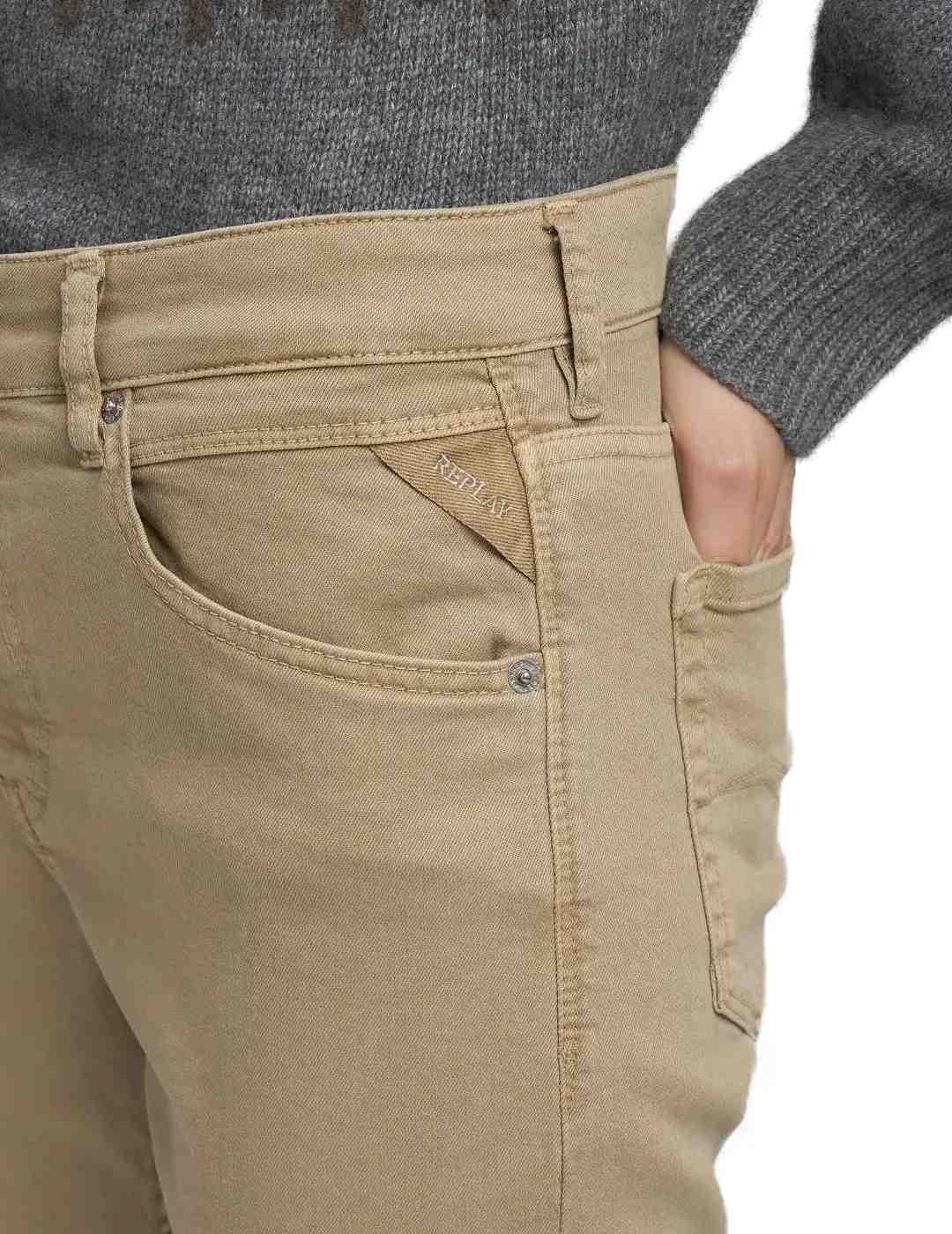 Pantalón vaquero Replay Marty beige straight para mujer