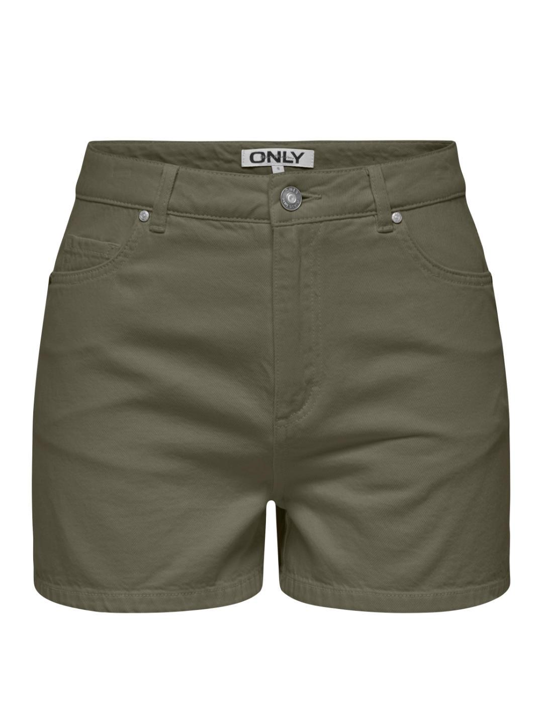 Short Only Jagger verde militar mom fit para mujer