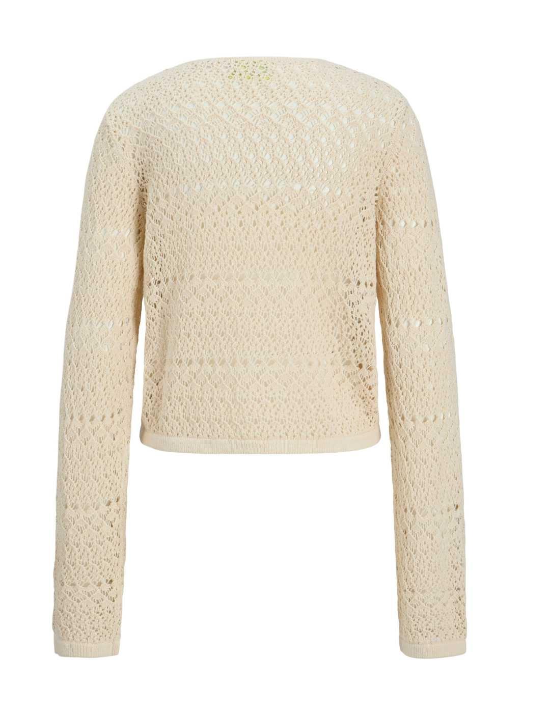 Cárdigan crop JJXX Sabrina beige troquelado para mujer