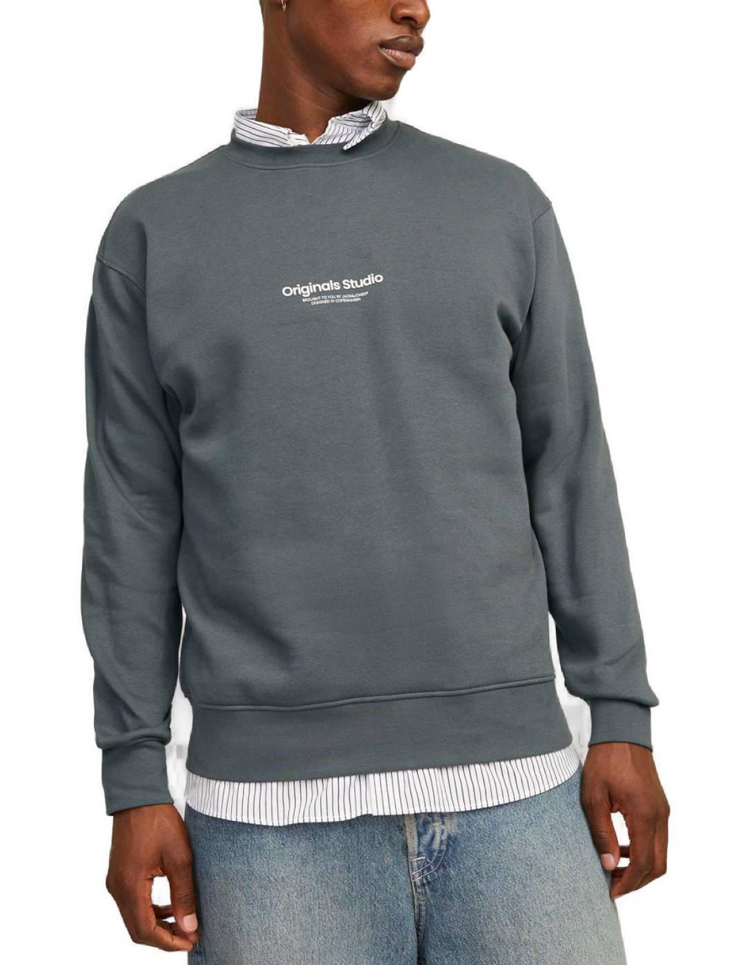 Sudadera Jack&Jones Vestrebro gris sin capucha para hombre