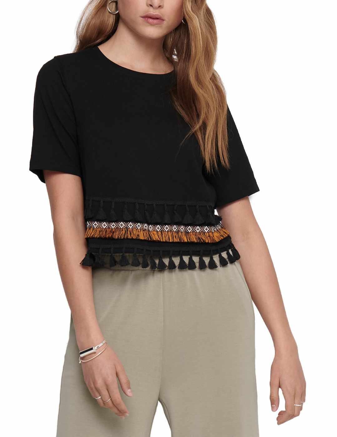 Camiseta Only Filippa negro manga corta para mujer