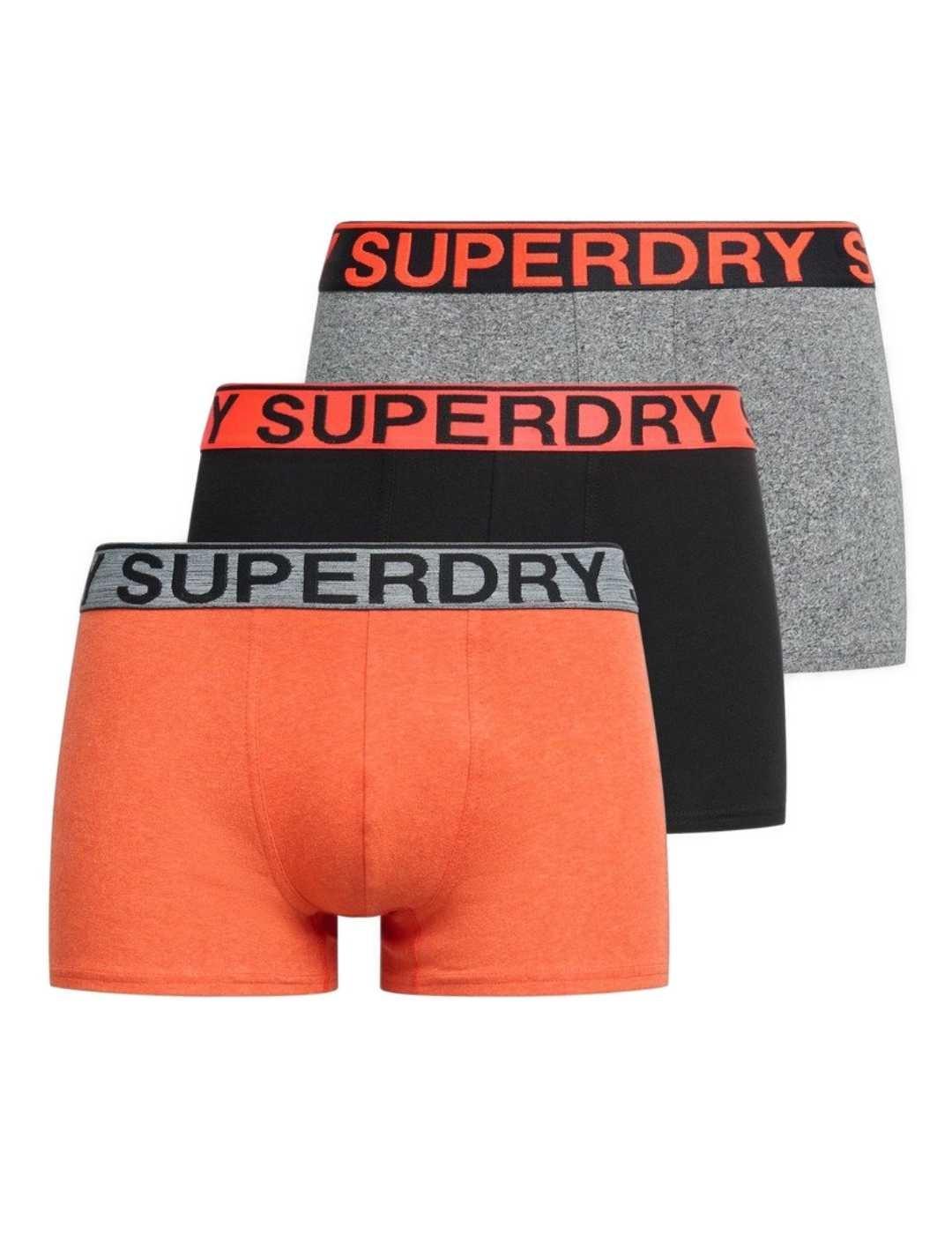 Íntimo Superdry pack3 boxer naranja y negro para hombre