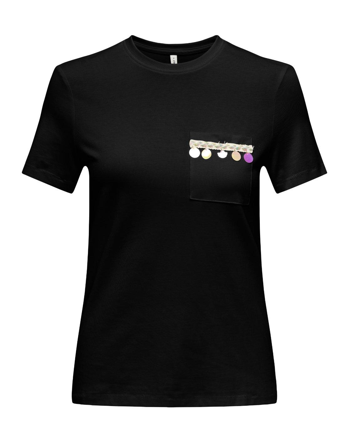 Camiseta Only Filippa negro manga corta para mujer