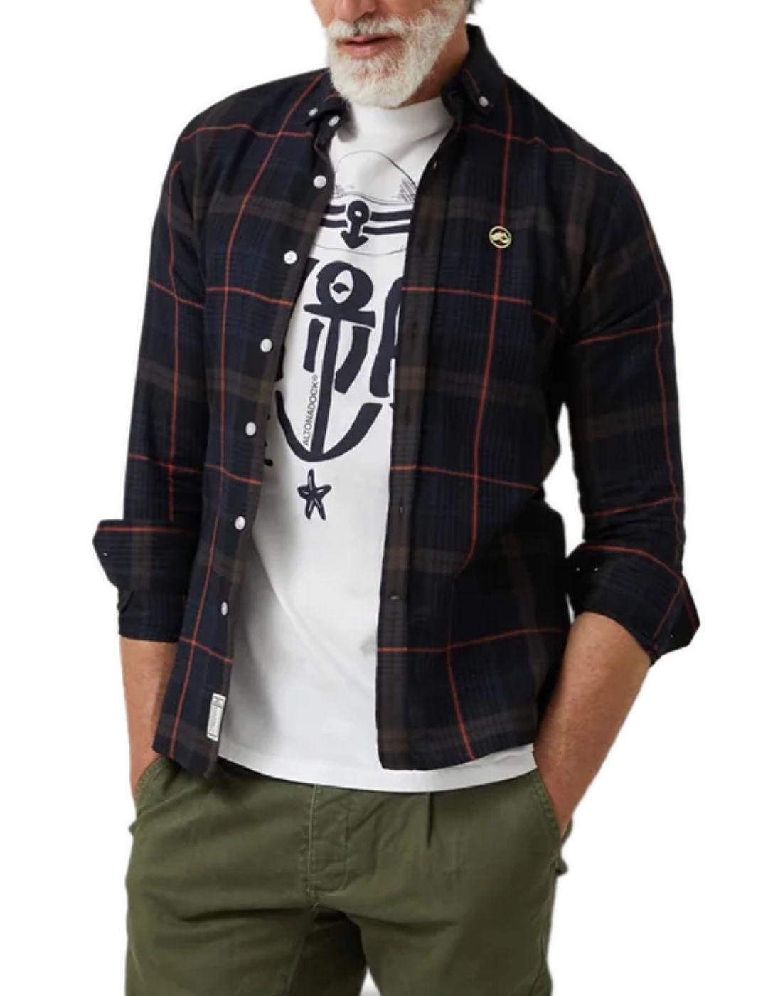 Camisa Altonadock cuadros azul marino y negros para hombre