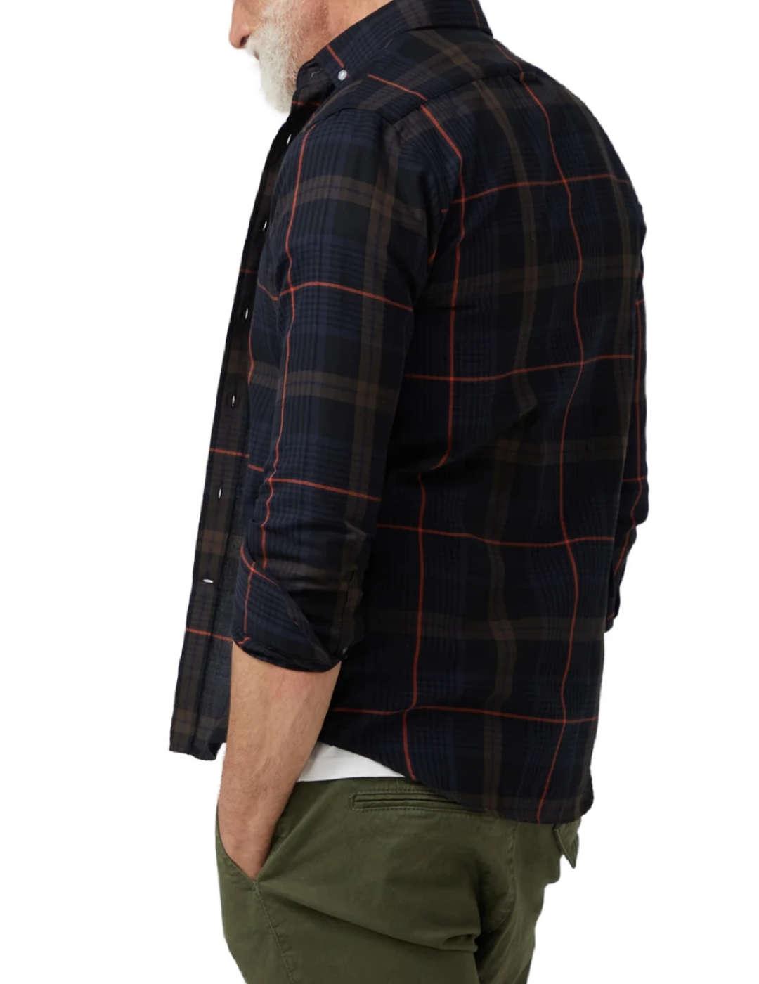 Camisa Altonadock cuadros azul marino y negros para hombre