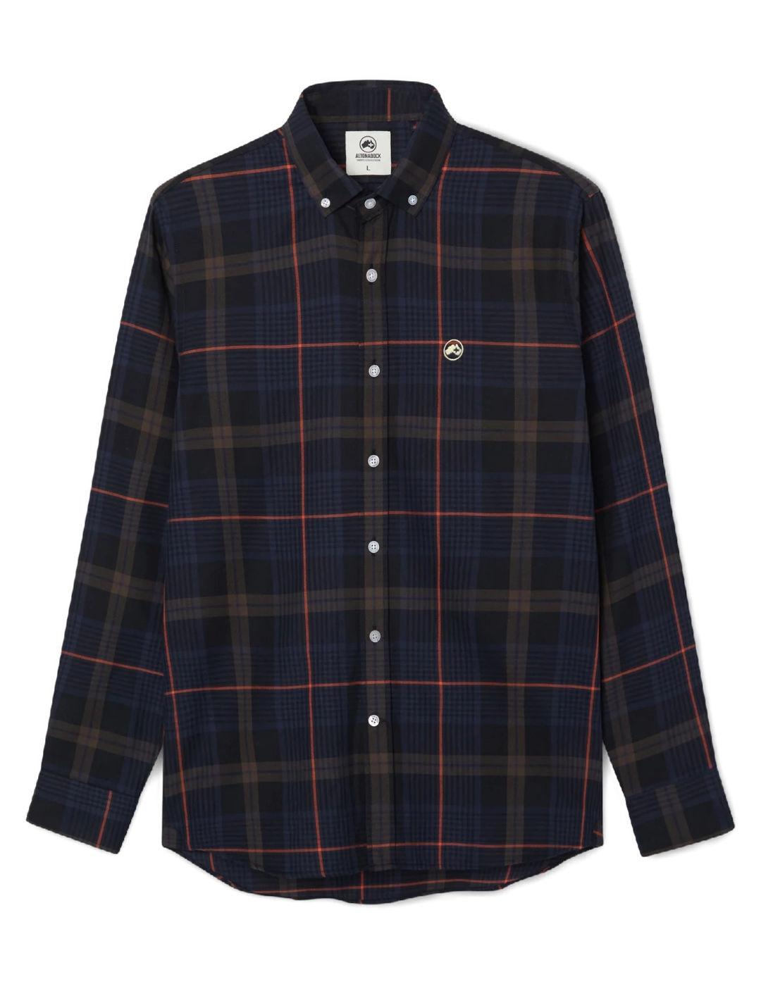 Camisa Altonadock cuadros azul marino y negros para hombre