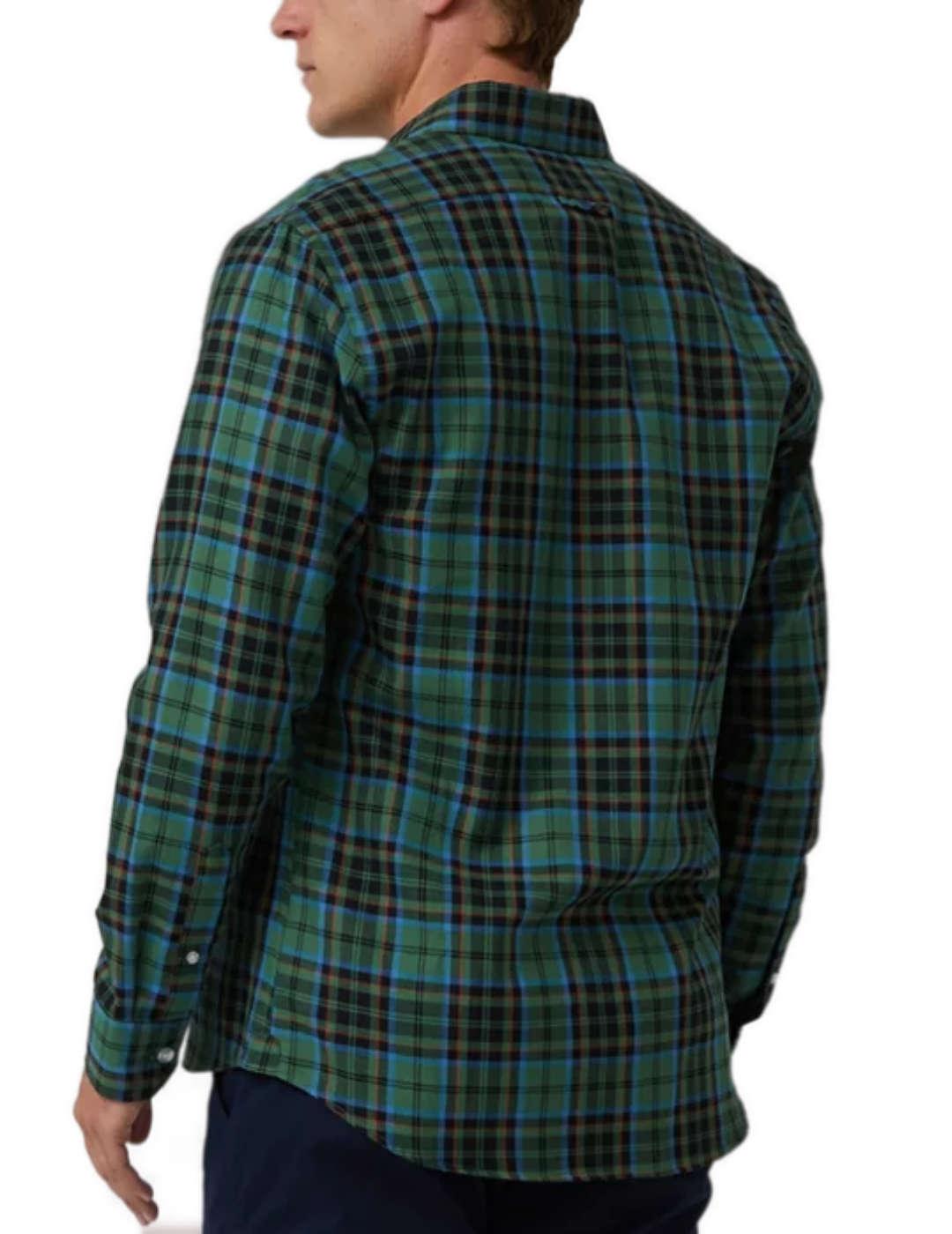 Camisa Altonadock cuadros en verdes con azul y negro hombre