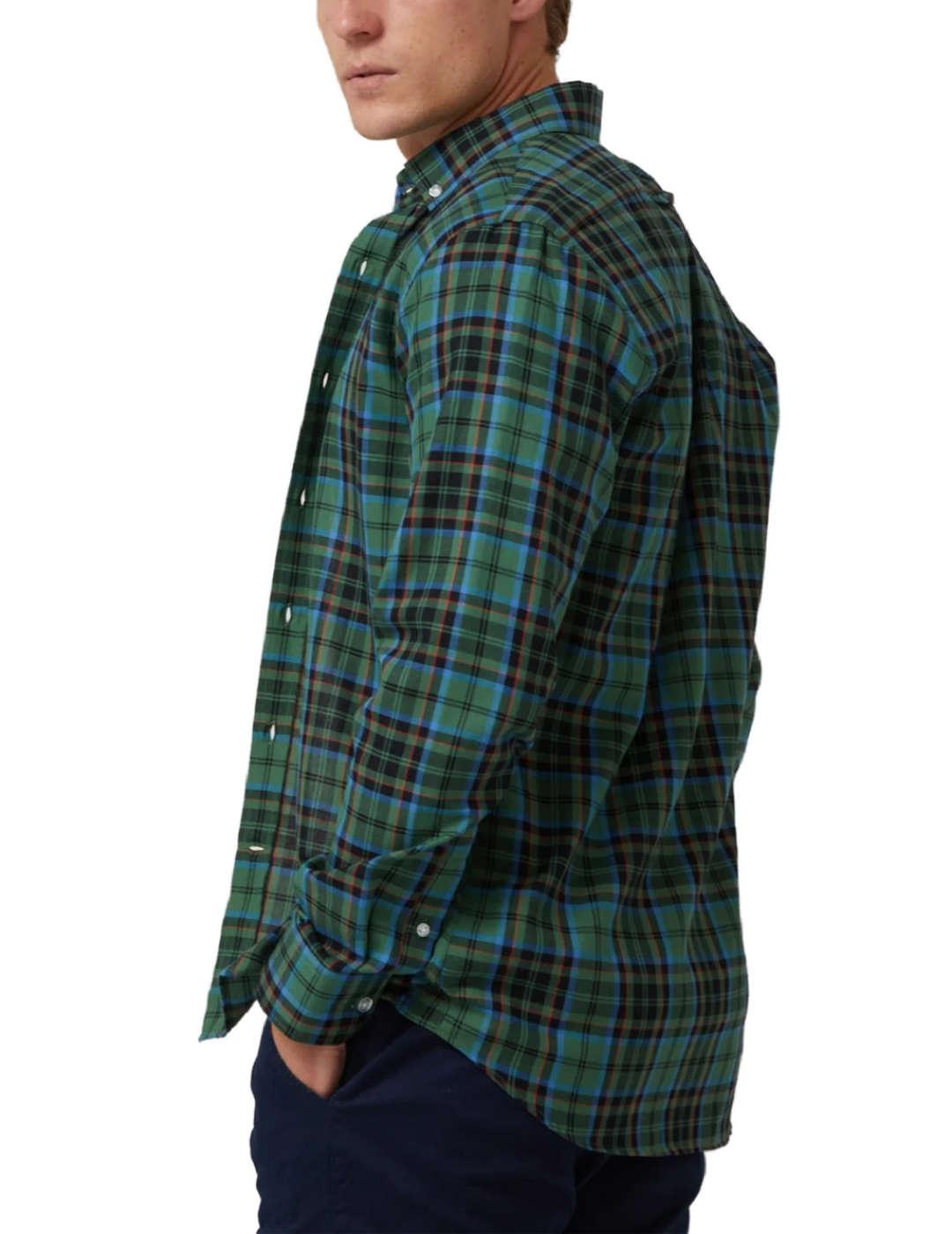 Camisa Altonadock cuadros en verdes con azul y negro hombre