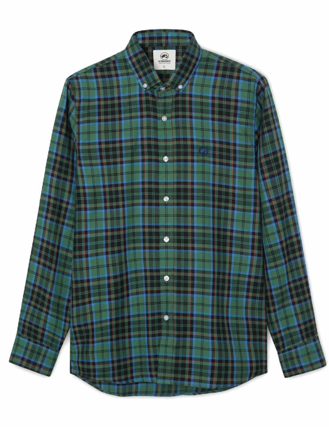 Camisa Altonadock cuadros en verdes con azul y negro hombre