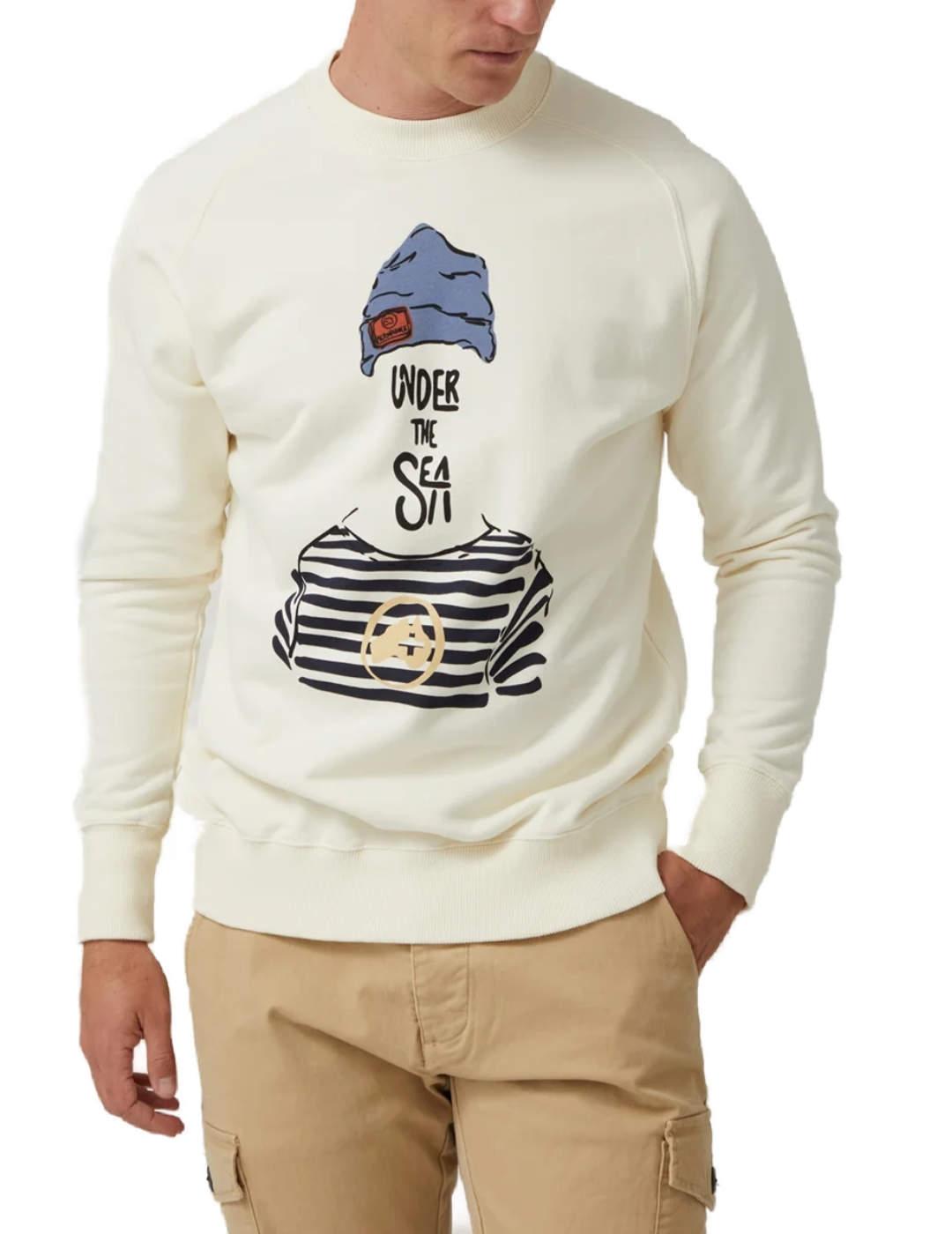 Sudadera Altonadock beige dibujo marinero para hombre
