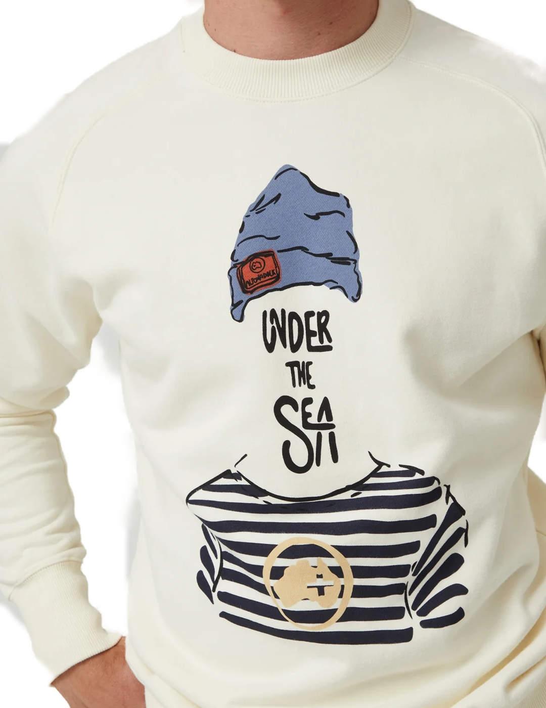 Sudadera Altonadock beige dibujo marinero para hombre