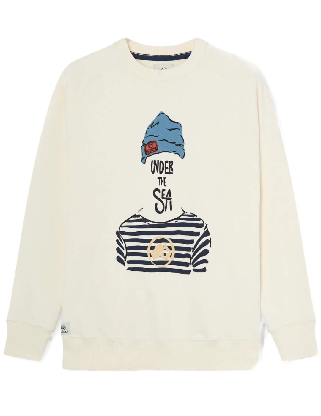 Sudadera Altonadock beige dibujo marinero para hombre