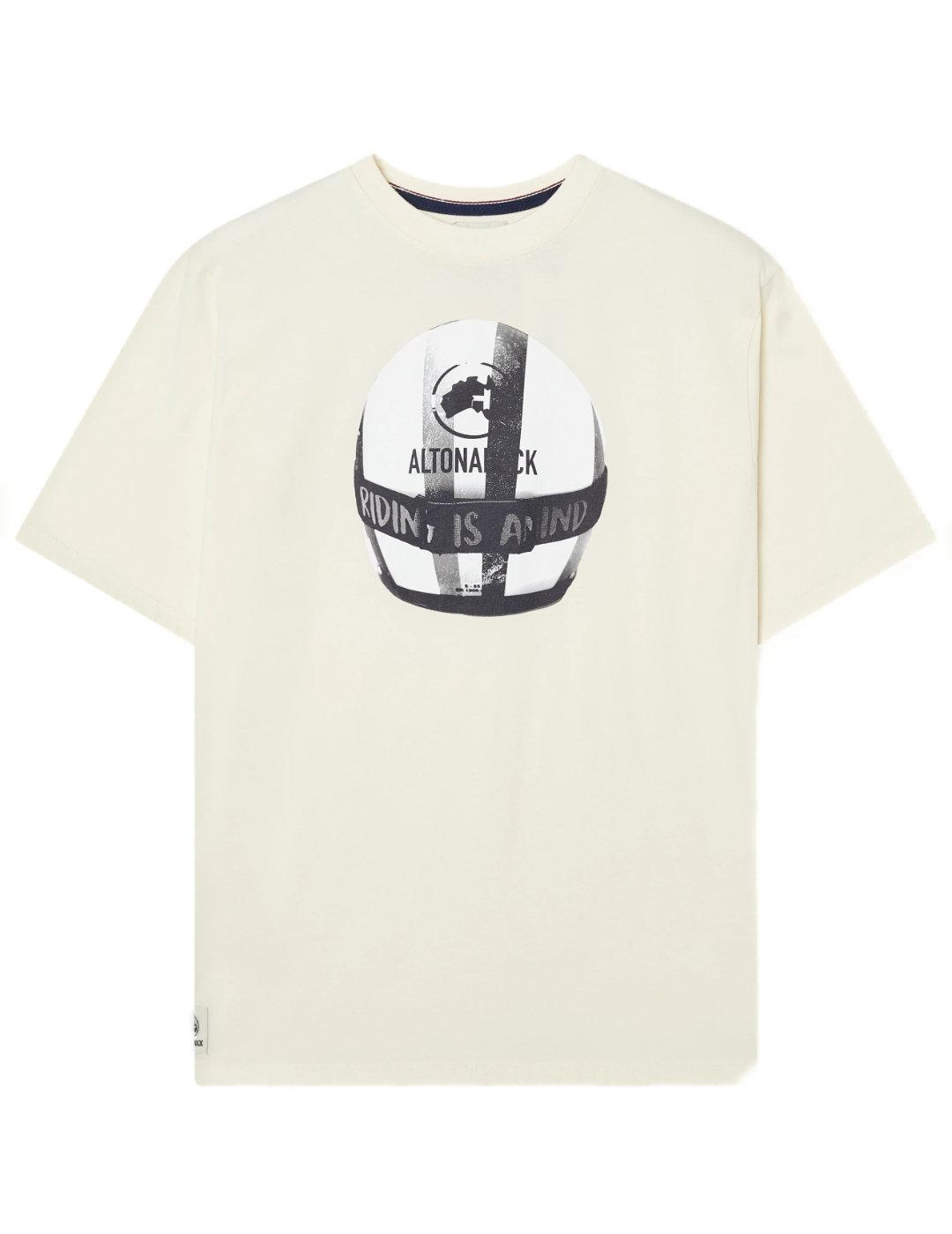 Camiseta Altonadock beige dibujo casco manga corta de hombre