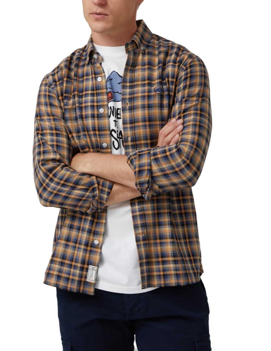 Camisa Altonadock amarillo negro y azul cuadros para hombre