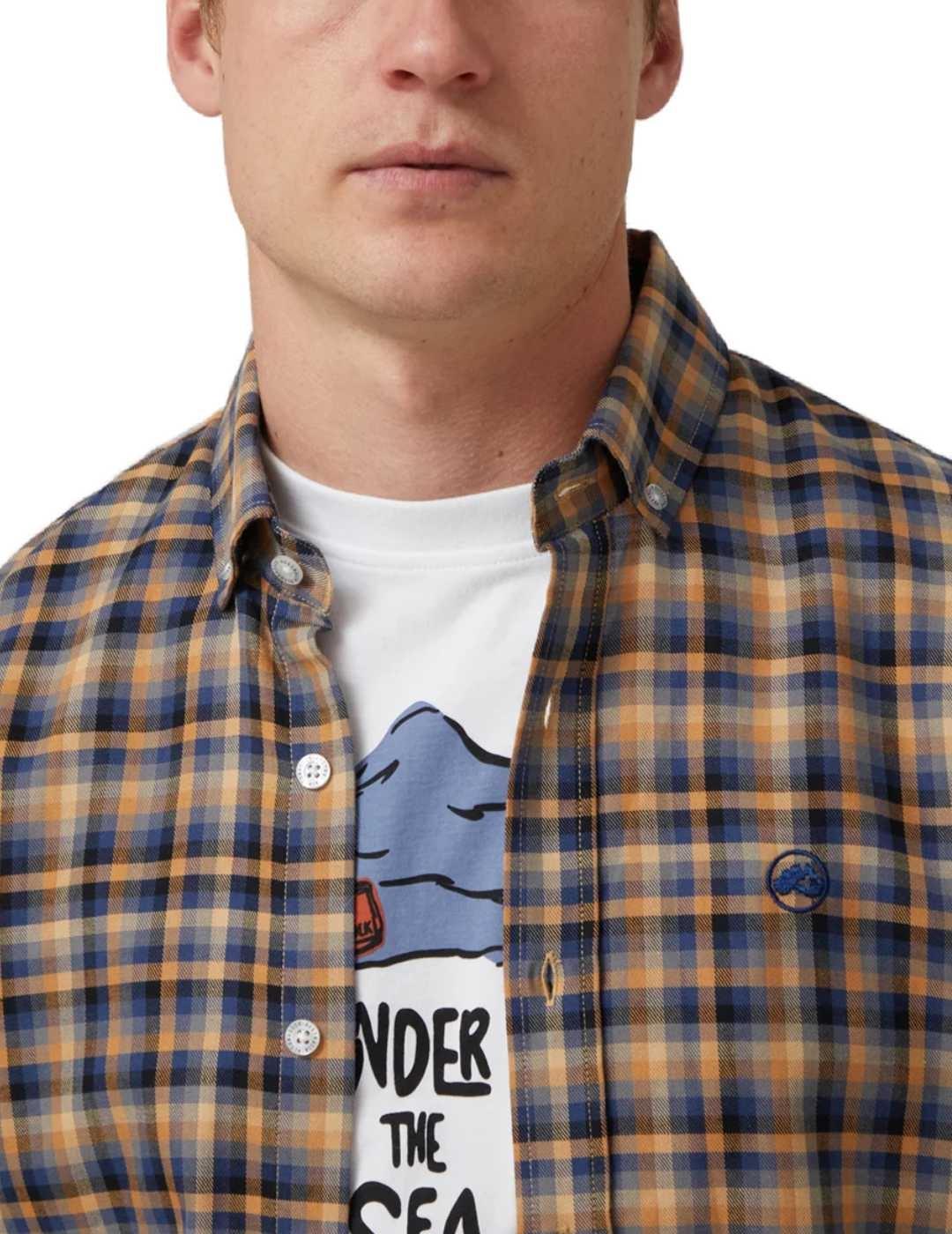 Camisa Altonadock amarillo negro y azul cuadros para hombre