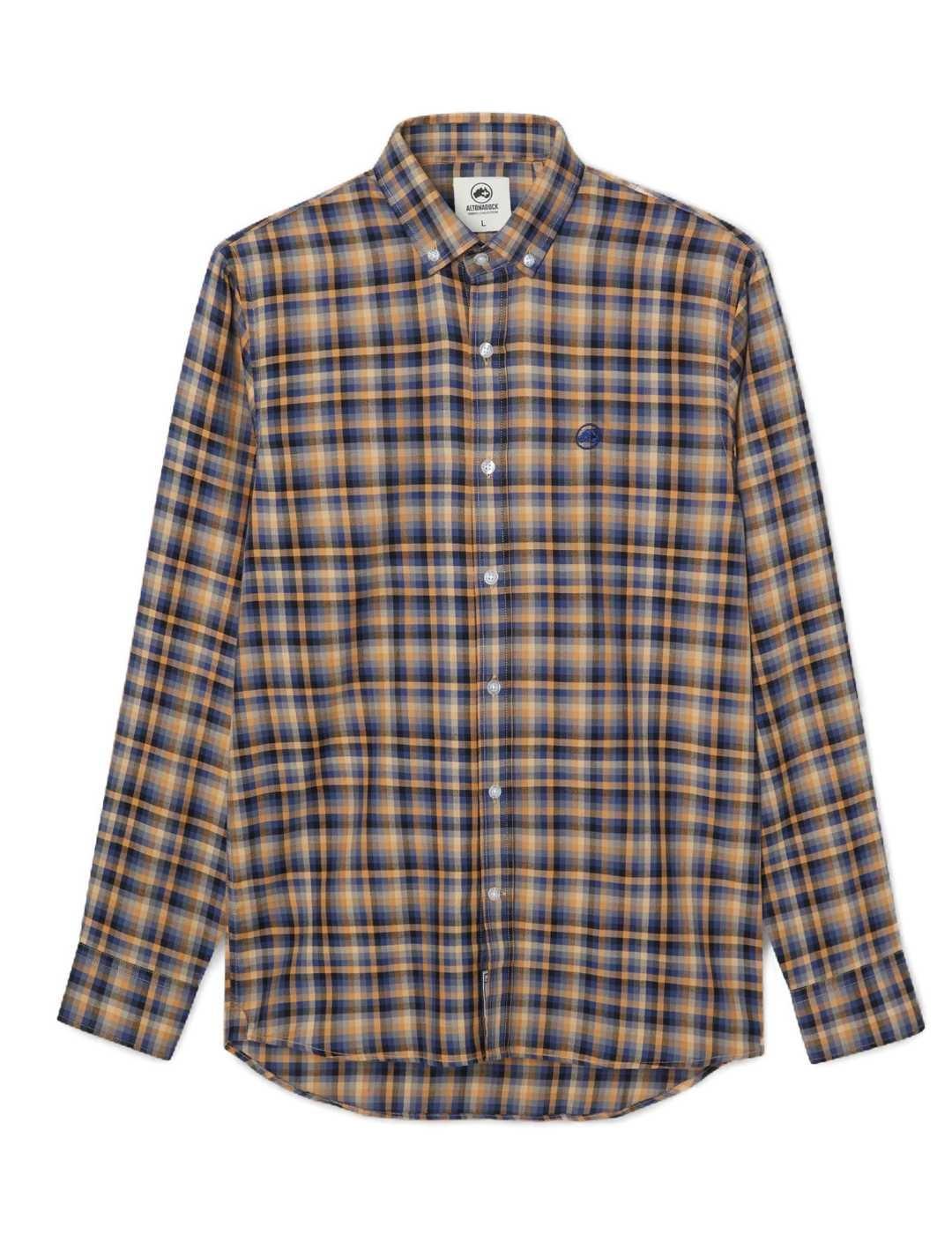 Camisa Altonadock amarillo negro y azul cuadros para hombre