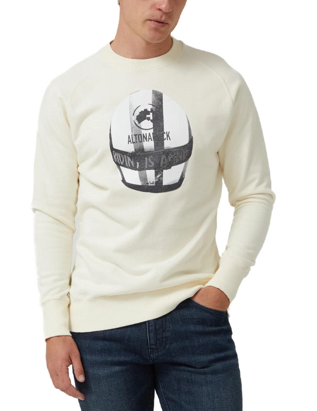 Sudadera Altonadock dibujo casco beige para hombre