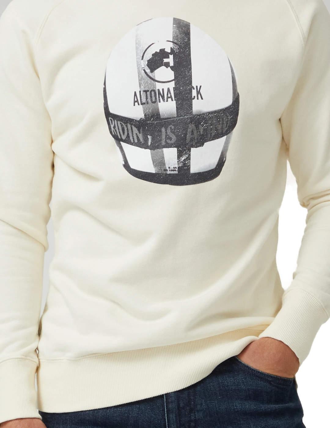 Sudadera Altonadock dibujo casco beige para hombre