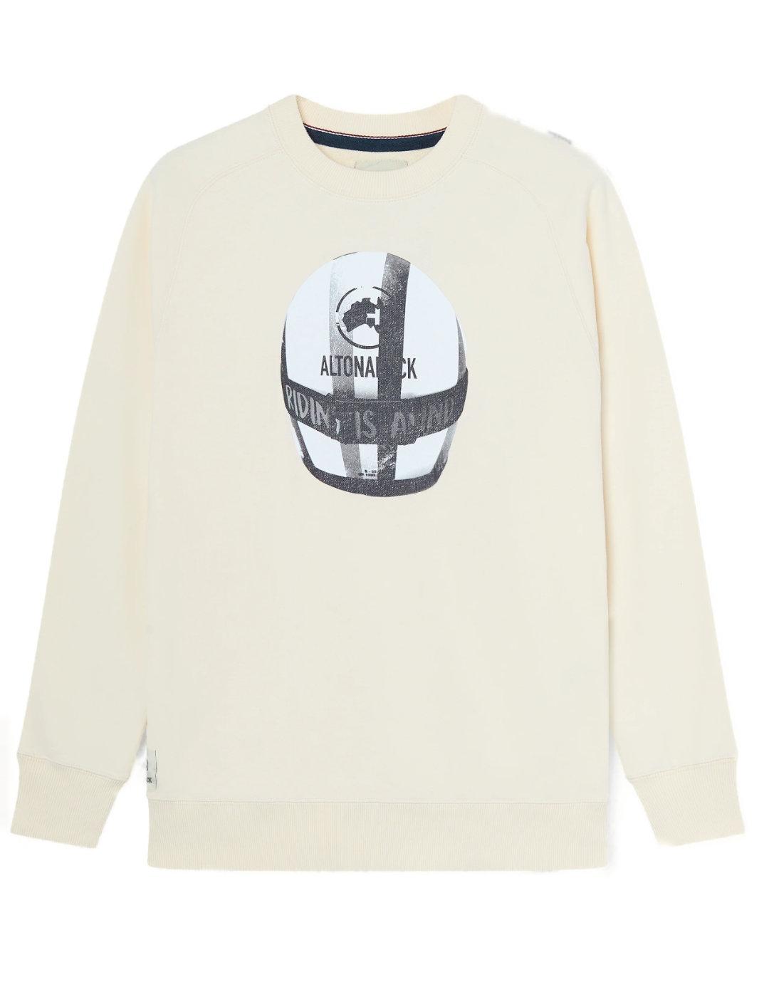 Sudadera Altonadock dibujo casco beige para hombre
