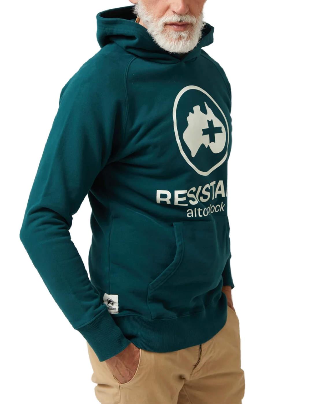 Sudadera Altonadock verde con capucha y logo para hombre