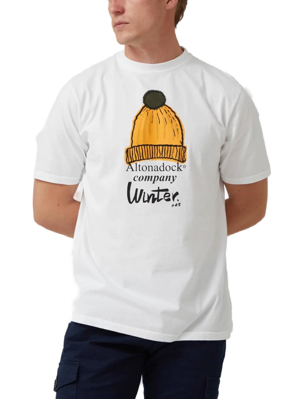 Camiseta Altonadock Cozy Winter blanca manga corta de hombre