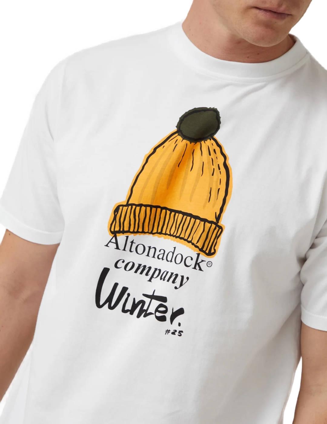 Camiseta Altonadock Cozy Winter blanca manga corta de hombre