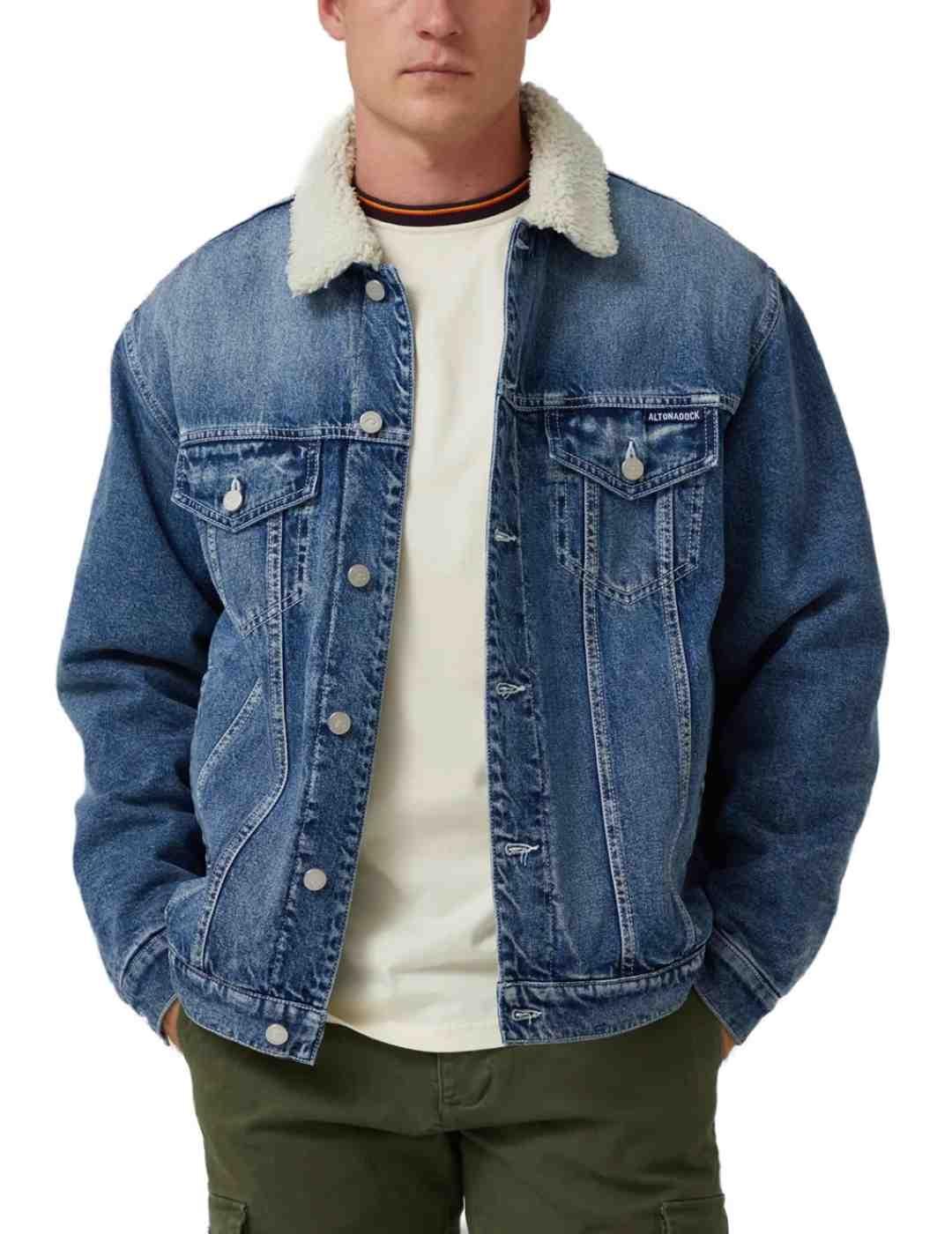 Chaqueta Altonadock azul borreguito vaquera de hombre