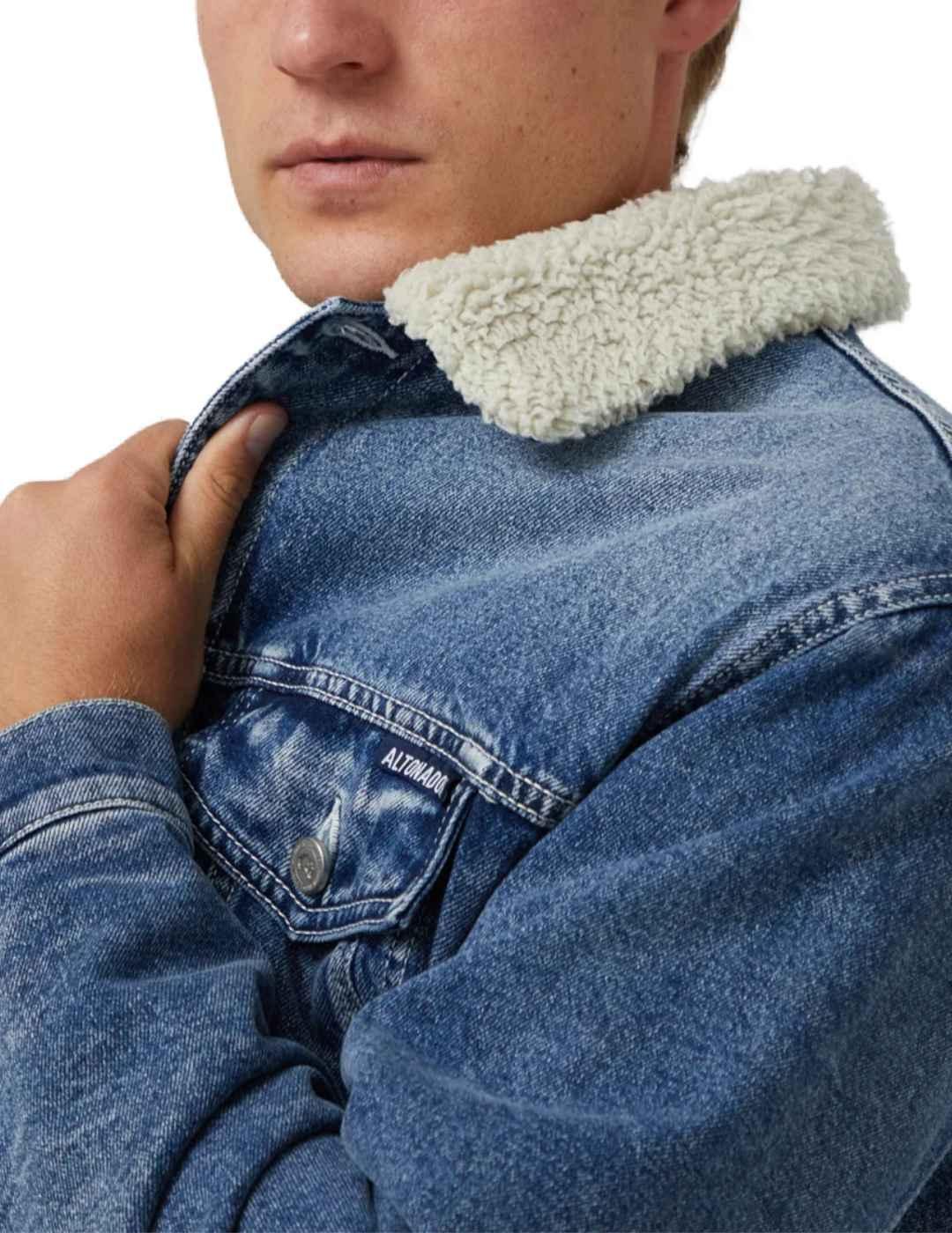 Chaqueta Altonadock azul borreguito vaquera de hombre