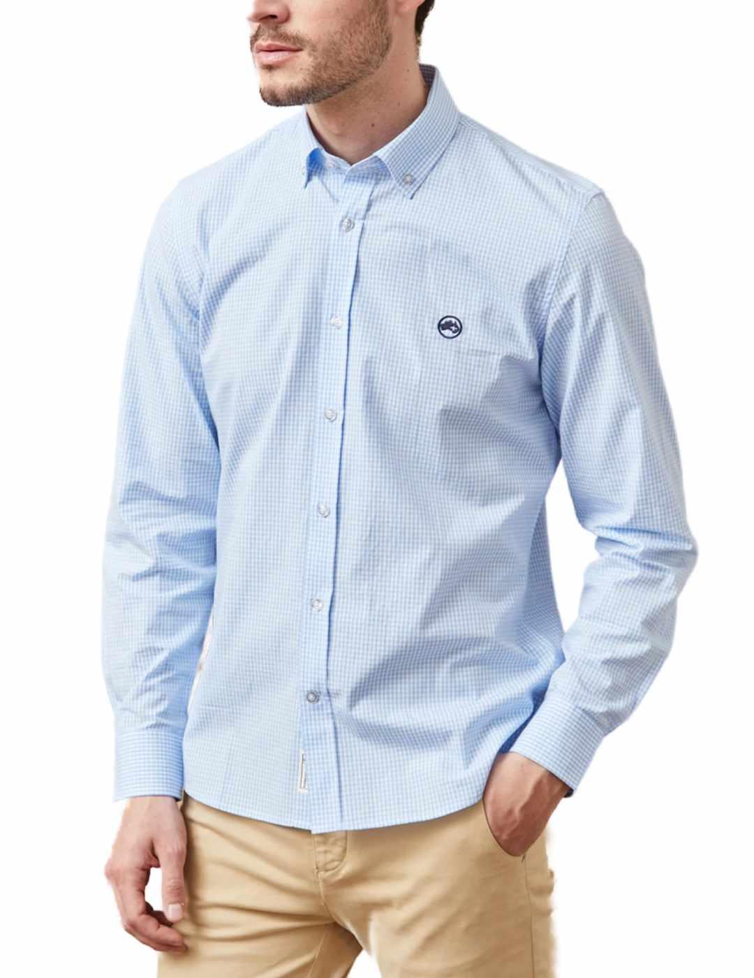 Camisa Altonadock azul cuadro vichy slim fit para hombre