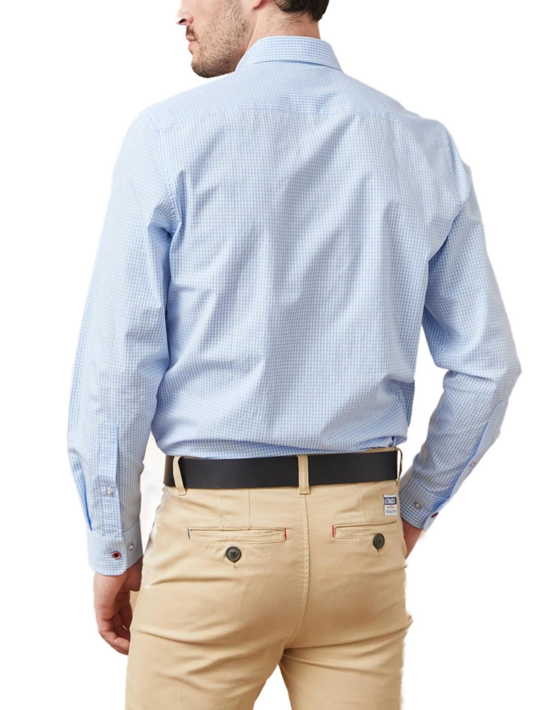 Camisa Altonadock azul cuadro vichy slim fit para hombre