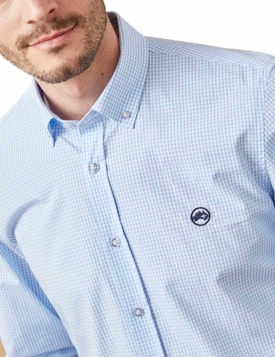 Camisa Altonadock azul cuadro vichy slim fit para hombre