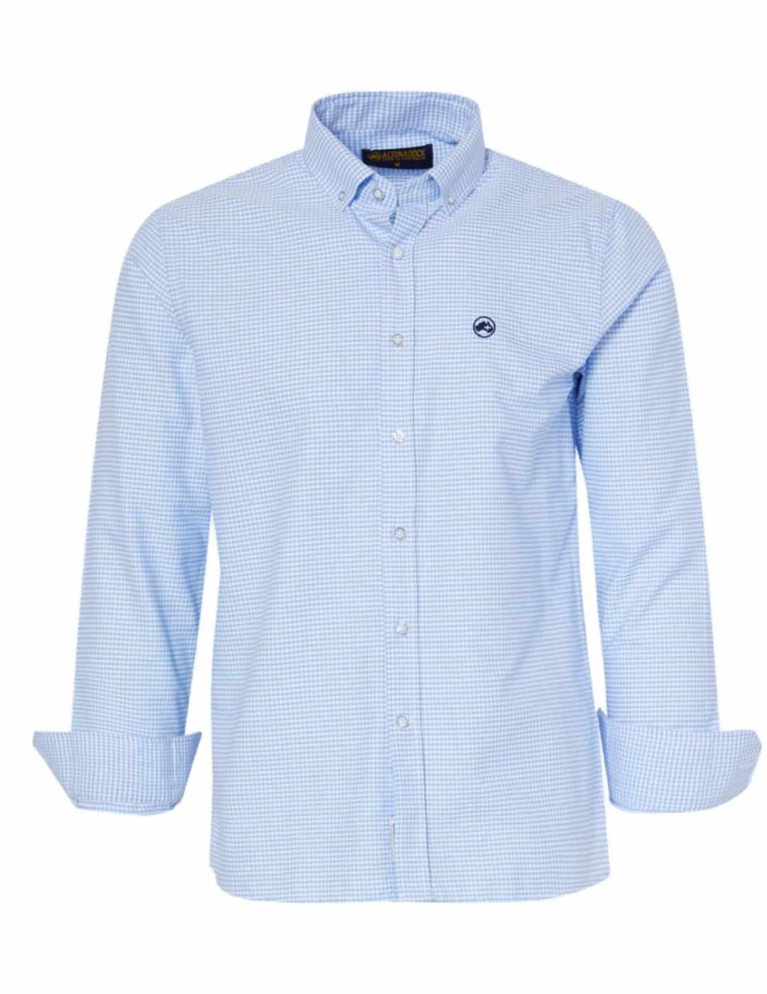 Camisa Altonadock azul cuadro vichy slim fit para hombre