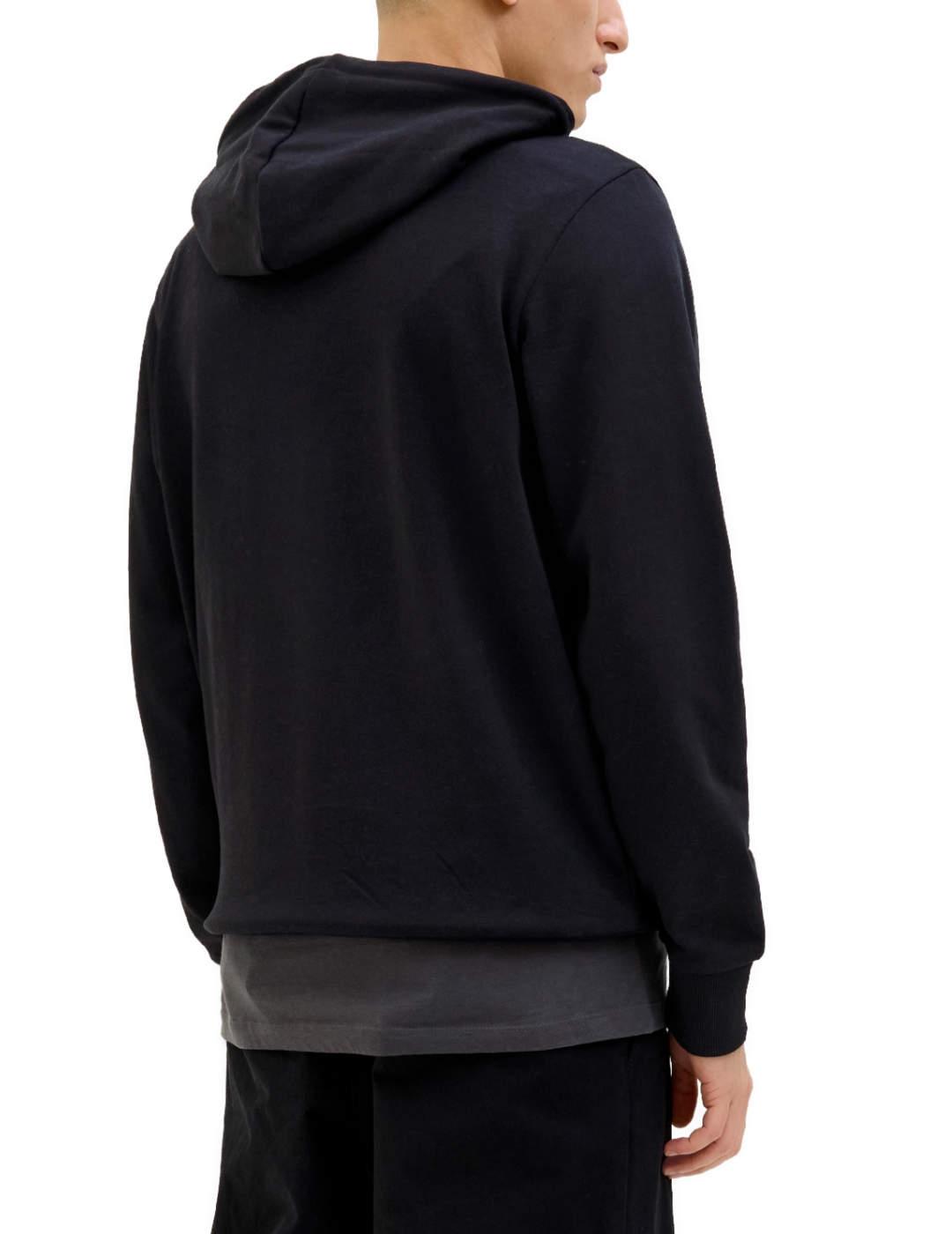 Sudadera Jack&Jones Hawaii negro con capucha para hombre